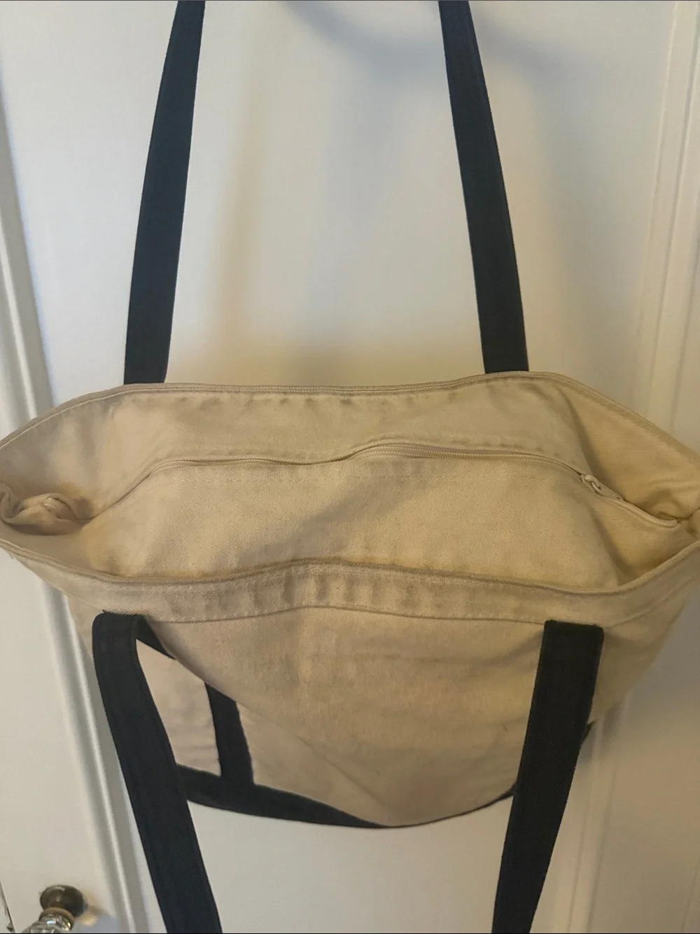 Vanguard Beige and Black Canvas computer travel zipped Tote